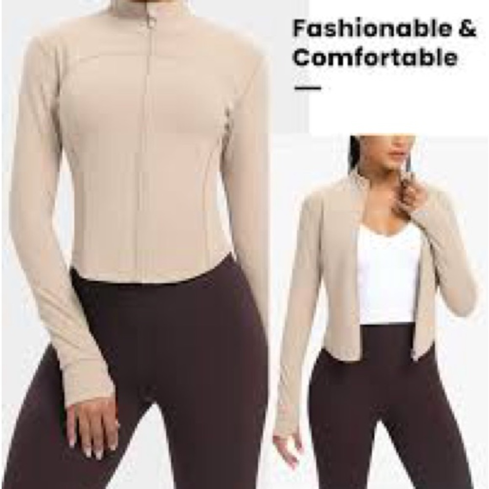 Amazon Women's Beige Zip-Up Top